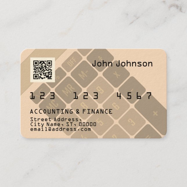 Faux credit or debit card look calculator sepia (Front)