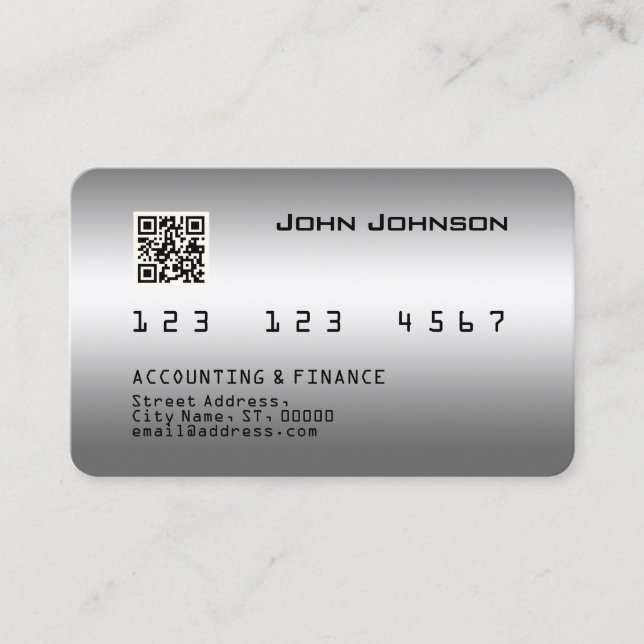 Faux credit or debit card look metallic (Front)
