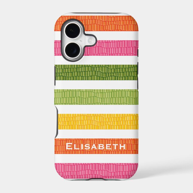 Faux Croc Multi Stripe Iphone Case (Back)