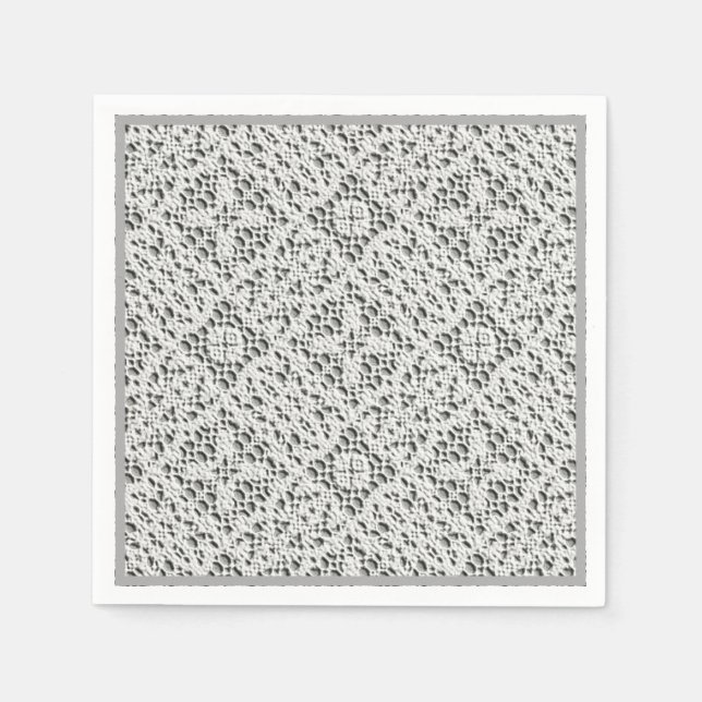 Faux Crochet White Napkins (Front)