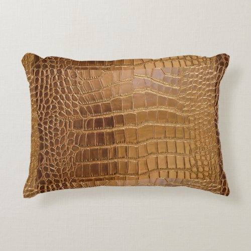 Faux Crocodile Leather Animal Skin Pattern Accent Pillow