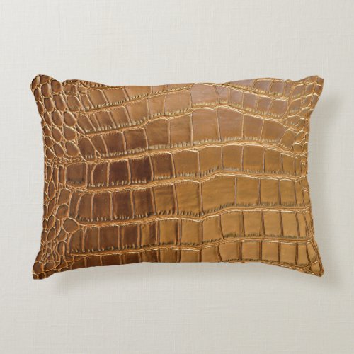 Faux Crocodile Leather Animal Skin Pattern Accent Pillow