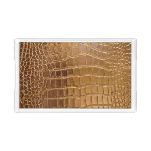 Faux Crocodile Leather Animal Skin Pattern Acrylic Tray