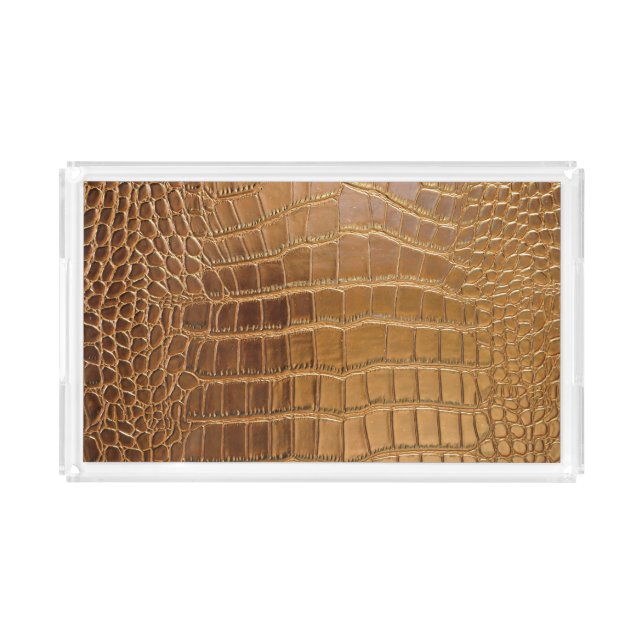 Faux Crocodile Leather Animal Skin Pattern Acrylic Tray (Front)