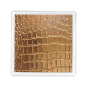 Faux Crocodile Leather Animal Skin Pattern Acrylic Tray