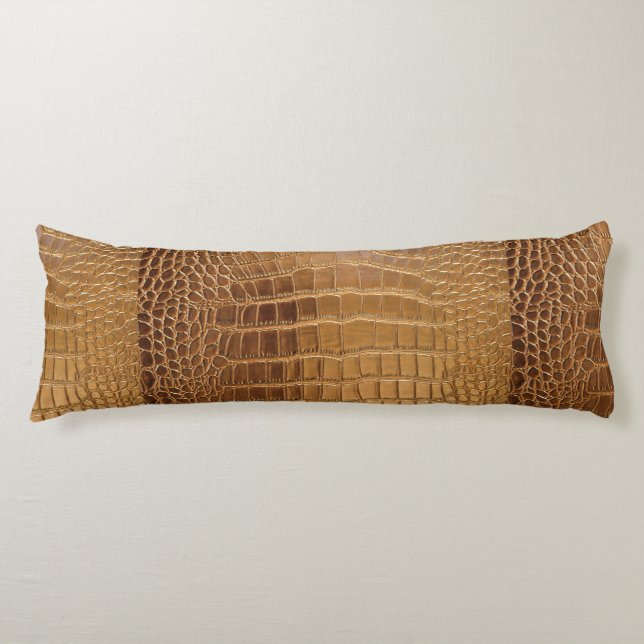 Faux Crocodile Leather Animal Skin Pattern Body Pillow (Front)