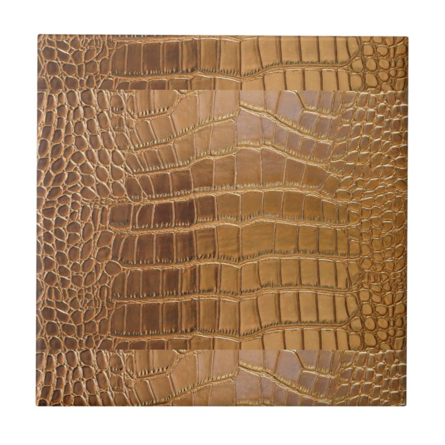 Faux Crocodile Leather Animal Skin Pattern Ceramic Tile (Front)