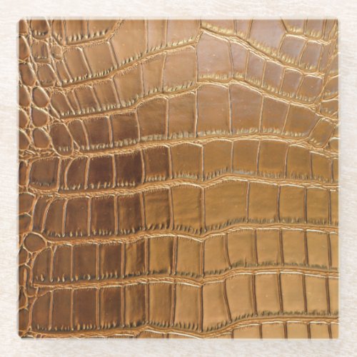 Faux Crocodile Leather Animal Skin Pattern Glass Coaster