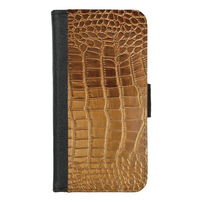 Faux Crocodile Leather Animal Skin Pattern iPhone Wallet Case (Front)