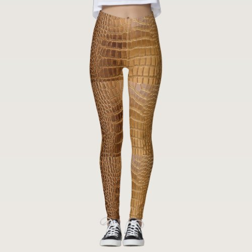 Faux Crocodile Leather Animal Skin Pattern Leggings