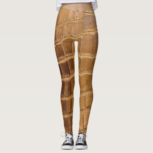 Faux Crocodile Leather Animal Skin Pattern Leggings