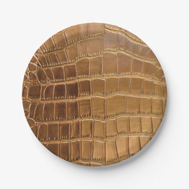Faux Crocodile Leather Animal Skin Pattern Paper Plates (Front)