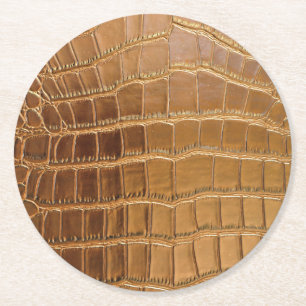 Faux Crocodile Leather Animal Skin Pattern Round Paper Coaster