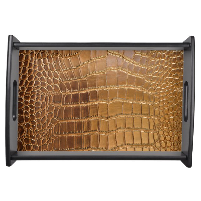 Faux Crocodile Leather Animal Skin Pattern Serving Tray (Front)