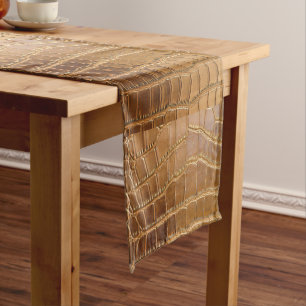 Faux Crocodile Leather Animal Skin Pattern Short Table Runner