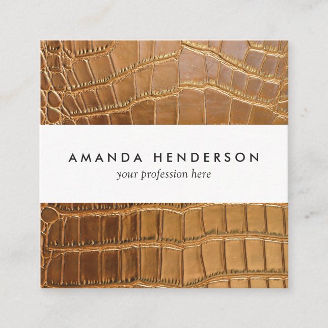 Faux Crocodile Leather Animal Skin Pattern Square Business Card (Front)
