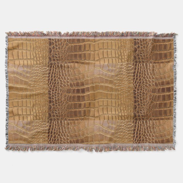 Faux Crocodile Leather Animal Skin Pattern Throw Blanket (Front)