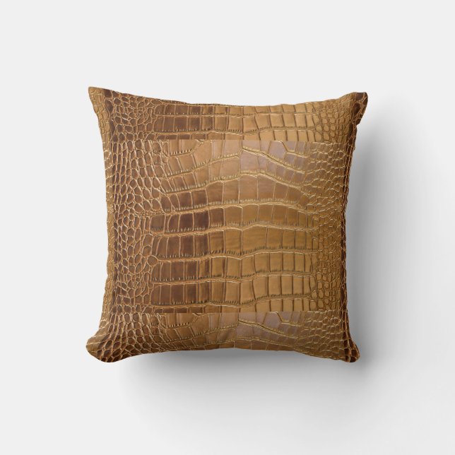 Faux Crocodile Leather Animal Skin Pattern Throw Pillow (Front)
