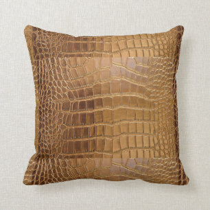 Faux Crocodile Leather Animal Skin Pattern Throw Pillow