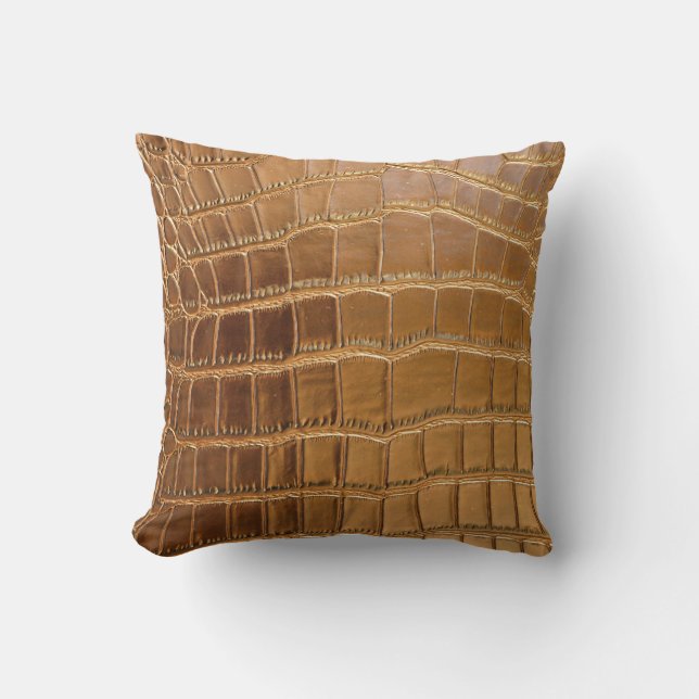 Faux Crocodile Leather Animal Skin Pattern Throw Pillow (Front)