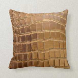 Faux Crocodile Leather Animal Skin Pattern Throw Pillow