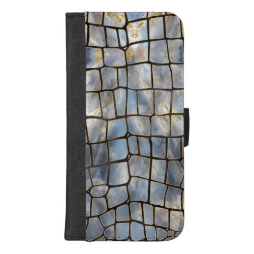 Faux Crocodile texture marble and gold iPhone 87 Plus Wallet Case