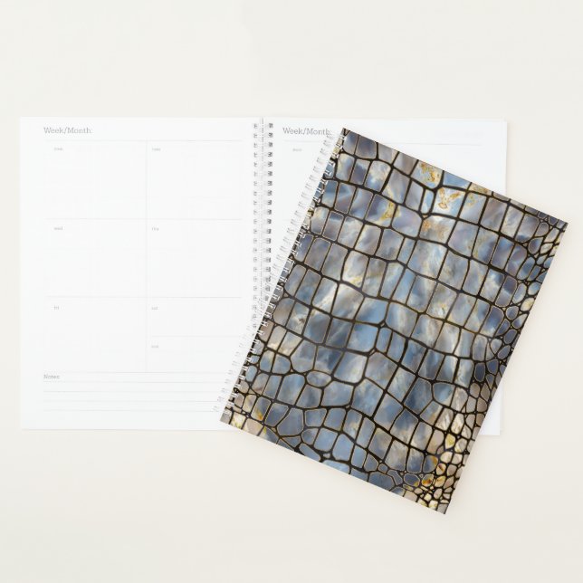 Faux Crocodile texture marble and gold Planner (Display)