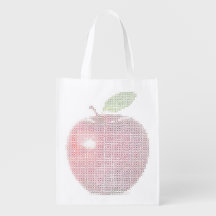 Faux Cross Stitch Apple Reusable Tote