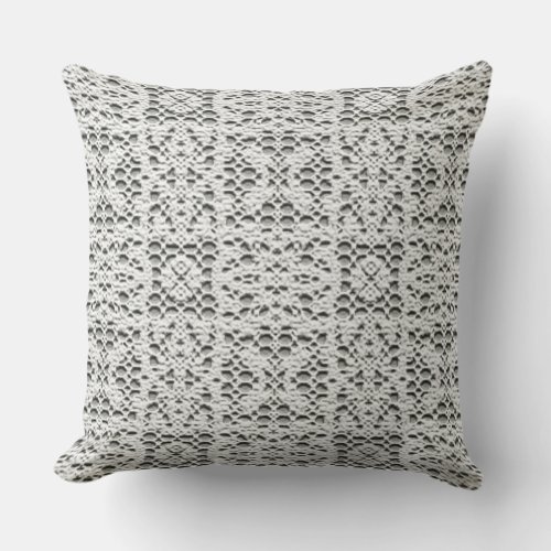 Faux Crotchet White Throw Pillow