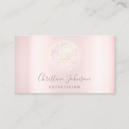 faux crystal dahlia logo on FAUX metallic effect Business Card