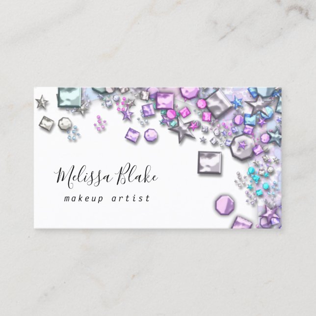 faux crystals and glitter business card (Front)