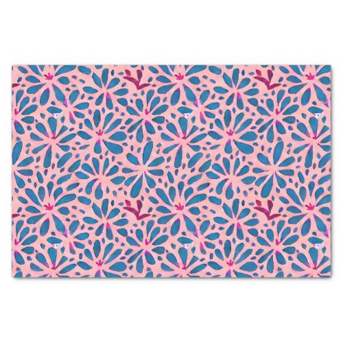 Faux Cutout Pink Blue Folk Art Inspired Tissue Paper