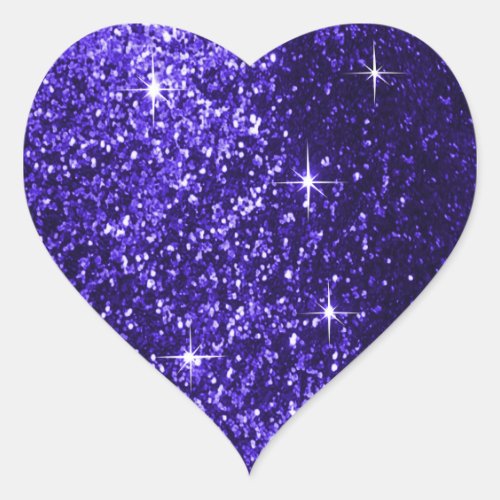 Faux Dark Blue Glitter Heart Sticker