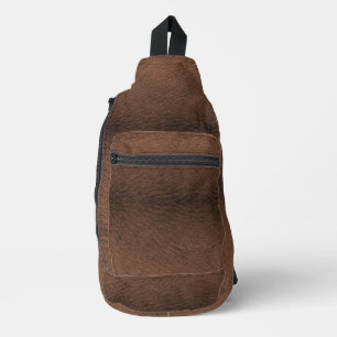 Faux Dark Brown Leather Sling Bag