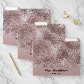 Faux Dark Pink Metallic File Folders