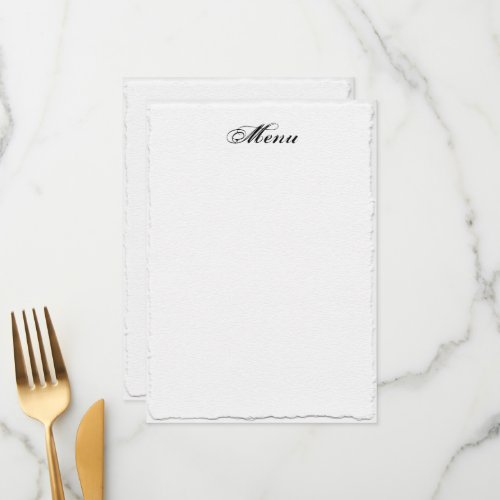 Faux_Deckle Edge White Wedding Menu Template