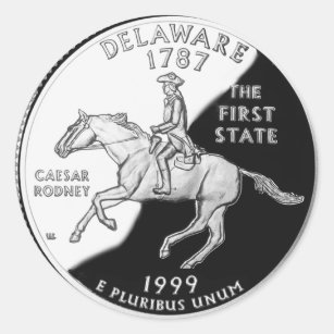 Faux Delaware State Quarter Classic Round Sticker