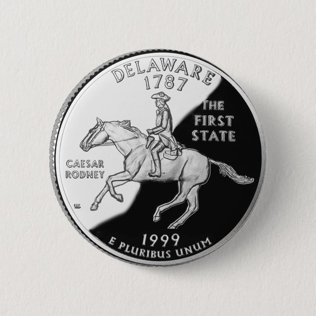 Faux Delaware State Quarter Pinback Button (Front)