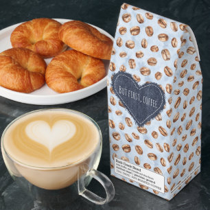 Faux Denim Blue Heart First Coffee Beans