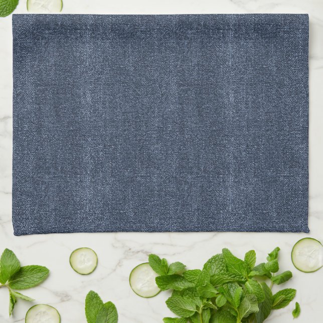 Faux Denim Blue Jean Kitchen Towel (Folded)