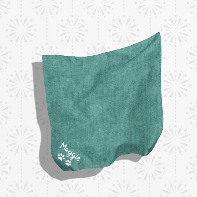 Faux Denim Blue Jean Paw Prints Teal Bandana (Creator Uploaded)