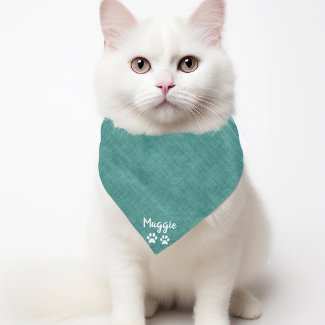 Faux Denim Blue Jean Paw Prints Teal