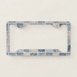 Faux Denim Blue Jeans Sparkle License Plate Frame