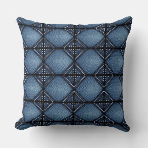 Faux Denim & Diamonds Throw Pillow