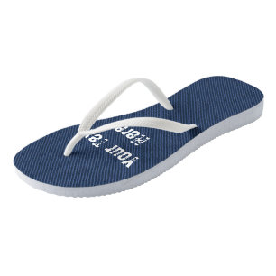 Faux Denim Flip Flops Personalized Text