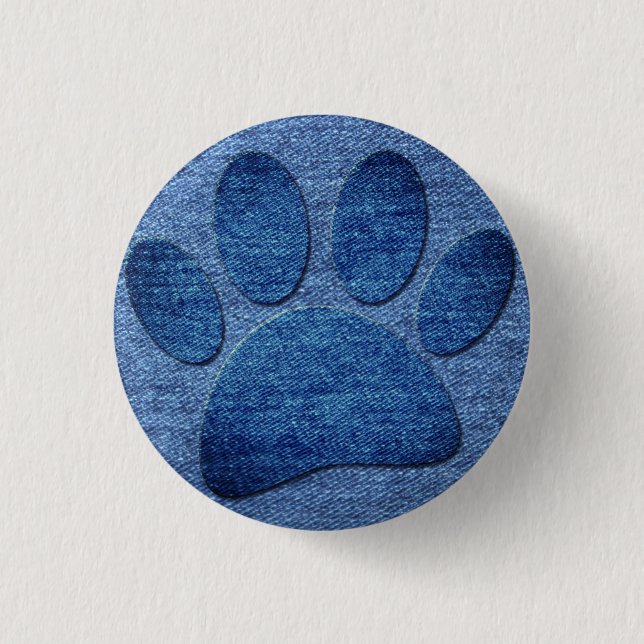 Faux Denim Jeans Dog Paw Print  Button (Front)