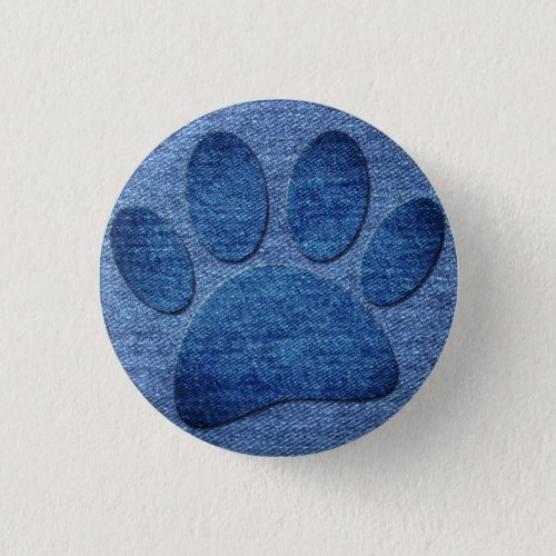 Faux Denim Jeans Dog Paw Print  Button