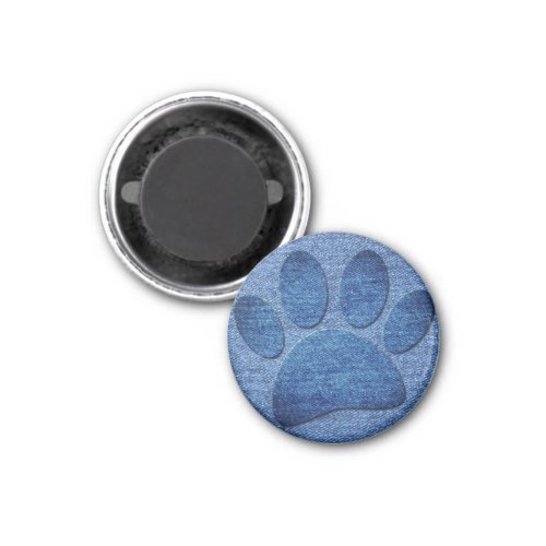 Faux Denim Jeans Dog Paw Print Magnet