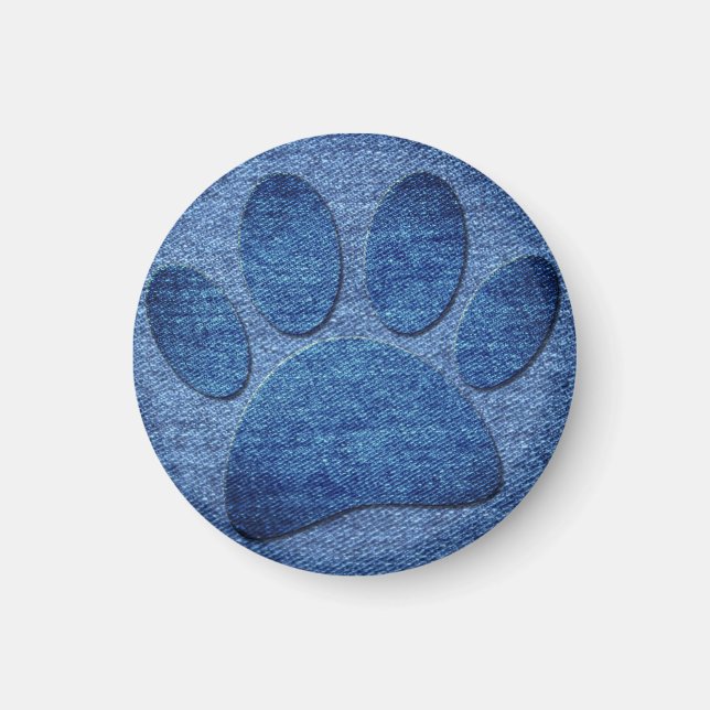 Faux Denim Jeans Dog Paw Print Magnet (Front)