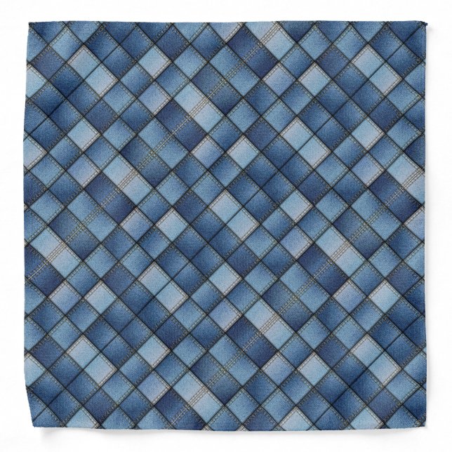 Faux Denim Patchwork Bandana (Front)